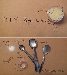 DIY Lip Scrub diy craft crafts easy crafts diy crafts easy diy diy jewelry scrubs fashion ideas lip scrub teen crafts crafts for teens home spa treatments beauty scrubs Home Made Lip Scrub, Easy Lip Balm, Diy Spa Recipes, Spa Recipes, Diy Spa Day, Scrub Diy