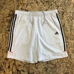 Adidas Response Men’s Shorts Side Pockets Climacool White With Black Logo & Adidas Stripes And Red Stripe Elastic Waist With Tie Size Large (L) No Damage Or Wear. Images Are Part Of Description. Feel Free To Ask Questions, Bundle Or Offer. All Items Have Always Been In A Smoke Free & Climate Controlled Home. Washed, Laundered, Or Steamed, Prior To Listing For Shipping, Excluding Nwt Items. Thank You For Shopping My Closet! -Lulumums Same Day Ship Out Rating Adidas Response, Shorts Adidas, Adidas Shorts, Red Stripe, White Adidas, Black Logo, Adidas Logo, Adidas Men, Elastic Waist