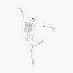 a skeleton is dancing in the air sticker