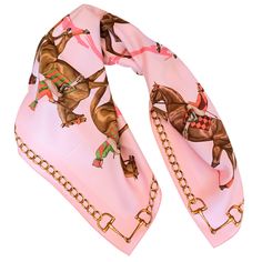 Exquisite equestrian fashion designed by renowned sporting artist Julie Wear. This luxurious Italian made 100% silk scarf features a colorful post parade of horse and jockeys as they approach the starting gate. These beautiful Thoroughbreds shine against the soft pink background. The snaffle bit border adds to the charm. Truly a wearable work of art and a remarkable gift for the horse lover and horse racing fan. Silk Twill 36” Square Hand-rolled & stitched hems Licensed by Julie Wear Made in Ita Luxury Pink Silk Scarf For Formal Occasions, Pink Luxury Silk Scarf, Pink Silk Scarf For Spring Formal Events, Pink Silk Scarf For Formal Spring Events, Pink Silk Scarf For Formal Spring Occasions, Soft Pink Background, Snaffle Bit, Equestrian Fashion, Equestrian Style