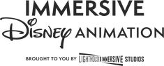 an advertisement for the immersive disney animation studio, featuring characters from various films