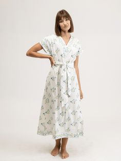 The Kelly Dress | Blue Floral Beach Cover-up Dress With Floral Embroidery And Short Sleeves, White Floral Embroidered Dress For Beach Cover-up, Blue Floral Embroidered V-neck Midi Dress, Embroidered Short Sleeve Beach Cover-up Dress, Blue Embroidered Beach Cover-up Dress, Daytime Dresses, Vacation Dresses, Bag Dress, Sweater Shop