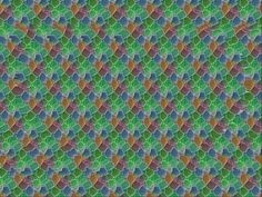 an image of a pattern made up of different colors and shapes on a green background