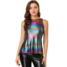 Your glittering personality will shine through in this breezy stretchy metallic flashing crew neck top.
You'll appreciate the easy fit of this soft breathable tank during your laziest days on weekends.
A finely smooth knit vest is cut in a chic swing silhouette to shine on any occasion in this stylish fashionable cami.
Cut-in shoulders allow for freedom of movement making a bold retro statement in this shimmering and silky slip tank.
Shimmering golden threads make this lightweight, fine-gauge ve Neon Tank Top, Prom Costume, Chic Dressing, Stylish Tank Tops, Cosplay Dress, Round Neck Tops, Crew Neck Top, Over The Top, Halloween Women