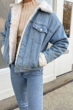 Fur Denim Jacket Outfits, Fur Collar Outfit, Love Street Apparel, Rain Outfit, Love Street