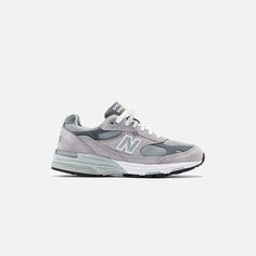 New Balance WMNS Made in USA 993 - Grey – Kith New Balance Made In Usa, Usa Embroidery, Summer Monogram, Clogs Heels, N Logo, Grey Material, Newest Jordans, Clarks Originals, Socks And Sandals