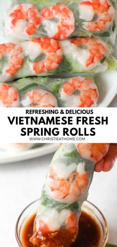 shrimp and vegetable spring rolls with dipping sauce