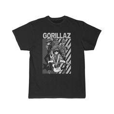 Vintage Style Gorillaz Shirt Grunge Graphic Shirt For Fan Merchandise, Unisex Graphic Print Shirt For Fan Merchandise, Alternative Crew Neck Shirt With Graphic Design, Grunge Graphic Design Fan Merchandise Shirt, Graphic Tee With Band Logo For Fan Merchandise, Graphic Print Band Merch Shirt, Gorrilaz Jeans, Cotton Grunge T-shirt, Gorillaz Shirt Aesthetic