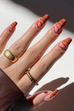 Nail Glossy, Spice Nails, Pumpkin Spice Nails, Thanksgiving Nail Designs, Thanksgiving Nail, The Butler, Airbrush Nails, Plaid Nails, Minimal Nails