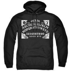 Ouija Board Classic Spirit Board Hoodie - Rocker Merch™ Black Hoodie Men, Band Hoodies, Ouija Board, Band Shirts, Colorful Hoodies, Rock Band, Hoodie Design, Black Hoodie, Mens Sweatshirts