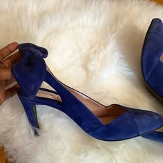 Follow Me On Ig: Berryberrychicboutique Nwot/No Box Chic Blue Low Heel Shoes, Chic Blue Low Heel Heels, Chic Closed Toe Blue Heels, Chic Blue Closed Toe Heels, Blue Suede Shoes, Blue Suede, Suede Shoes, Bow Tie, Shoes Women Heels