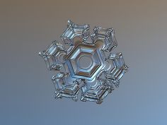 a snowflake that looks like hexagonals are floating in the air