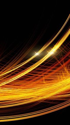 an orange and yellow abstract background with light streaks in the dark, on a black background