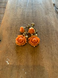 Vintage Coral Rose & Pearl Clip on Earrings 1940's!  Screw Back Coral Rose, Clip On, Clip On Earrings, Etsy App, Selling On Etsy, Screw, Sell On Etsy, Etsy Earrings, Coral