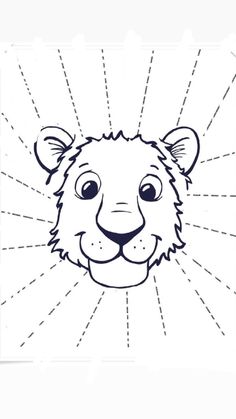 a drawing of a lion's face with lines coming out of the middle of it