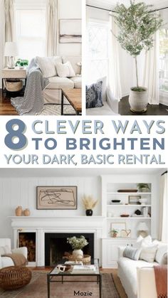 These 8 things will brighten your dark rental apartment. They are super easy to do and will make your apartment feel brighter and bigger. rental home decorating. renter hacks apartments. rental bedroom ideas. rental friendly upgrades. rental house decorating. rental upgrades diy. make a room brighter. how to brighten a dark living room. apartment lighting solutions. dark living room ideas brighten. how to add light to a dark room. ways to brighten a dark room. renter friendly decorating. Bedroom Ideas Rental, Brighten A Dark Living Room, Rental Bedroom Ideas, Rental Friendly Upgrades, Rental Home Decorating, Rental House Decorating, Small Condo Decorating, Dark Living Room Ideas, Renter Hacks