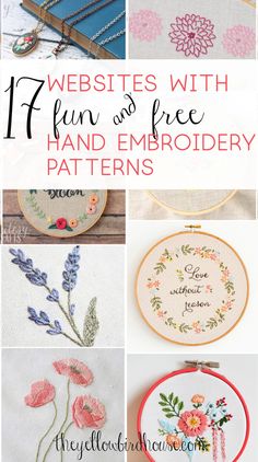 embroidery projects with text overlay that reads, free hand embroidery patterns