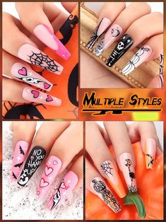 💀 Halloween Nails Set: You will receive 4 boxes of Halloween false nails with adhesive tabs, each box has 24pcs, 96pcs in total. A combination of various styles and sizes will make it easier for you to create unique Halloween nail style according to your needs.
👻 Reliable Materials: Lorvain Halloween artificial press on nails are made of premium material which can last weeks, but won't cause any discomfort to your nails or skin. If stored properly, these fake fingernails can be used indefinitely.
💀 Various Patterns: The acrylic full cover Halloween nails have different patterns design related to Halloween, including lots of classic Halloween elements such as spider web, spider, ghost and so on, can make your Halloween nails more eye-catching in party.
👻 Easy to Use: Just need several s Nails Horror, Movie Nails, Nails October, Nails Spooky, Nails Gothic, Fun Halloween Nails, Blood Nails, Vampire Nails