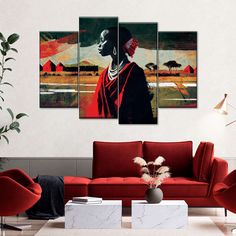 Ethnic African In Red Wall Art is a beautiful addition to any decor style. Bring this stunning canvas print into your home to easily refresh your walls and elevate your decor. Red Wall Art Living Room, Red Sofa Wall Art, Framed African Fabric Wall Art, 3 Piece African Wall Art, Red Minimalist Wall Art, Red Artwork, Red Couch, Red Wall Art, Red Painting