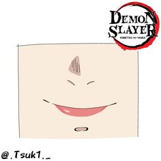 a drawing of a smiling face with the word demon slayer on it's forehead