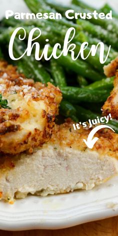 Tender chicken on a plate made in the air fryer Parm Crusted Chicken, Air Fryer Parmesan Crusted Chicken, Chicken Airfryer, Airfryer Chicken, Easy Air Fryer Chicken, Air Fryer Recipes Chicken Breast, Parmesan Crusted Chicken Recipe, Fried Chicken Recipe Southern, Crusted Chicken Recipes