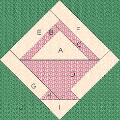 a quilt pattern with the letters e, f, and c on it's sides