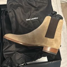 Brand New Ysl Men Chelsea Boots . Bought Them New And Never Wore Them Ysl Boots Men, Designer Chelsea Boots With Leather Sole, Designer Pointed Toe Boots With Rubber Sole, Designer Boots With Rubber Sole And Pointed Toe, Designer Chelsea Boots With Pointed Toe And Leather Sole, Designer Almond Toe Boots With Suede Lining, Saint Laurent Boots Men, Saint Laurent Chelsea Boots, Ysl Men