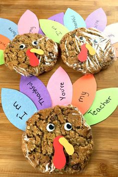 some cookies with turkeys made out of them