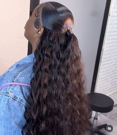 Wet N Wavy Hairstyles, Half Up Half Down Wavy Hair Black Women, 3 Part Half Up Half Down Quick Weave, Bundles Styles, Freshman Hairstyles, V Part Half Up Half Down, Regular Hairstyles, Model Hairstyles, Braided Hairstyles For Black Women Cornrows