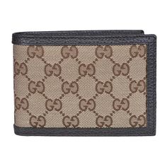 This is a wonderful Gucci Bi fold wallet. It is made out of canvas with leather trim, and is the perfect size. Men and women will find joy in being able to keep the essentials close with this awesome wallet. Gucci Original GG Canvas Leather Men's Bifold Wallet 260987 KY9LN 9903 Brown/Beige Material: Canvas with Leather Trim Measures 4.5 length x 3.5 height inches 6 credit card slots, 2 bill slots, embossed Gucci trademark and model number Made in Italy d. Includes cards, control cards, and Gucci box. Bifold Wallet Men, Canvas Wallet, Brown Wallet, Card Case Wallet, Leather Bifold Wallet, Gucci Wallet, Brown Canvas, Fold Wallet, Bifold Wallet