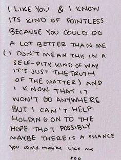 a piece of paper with writing on it that says, i like you & i know its kind of pointers because you could do