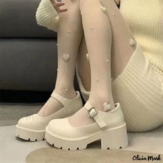 Olivia Mark - Chunky Sole Platform Shoes with Thick Bottom and Chunky Heel Design, Retro Style Mary Jane Platform Shoes, Zapatos Mary Jane, Heels Fashion, Mary Jane Shoes Womens, Cosplay Shoes, Lace Up Wedges, Womens Summer Shoes, Jairzinho, Fashion High Heels