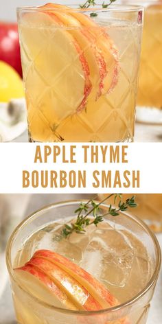 This Apple Thyme Bourbon Smash is the most refreshing cocktail! It's filled with a homemade apple thyme simple syrup, bourbon, fresh lemon juice, and soda water for the best bourbon cocktail recipe. Apple Simple Syrup, Fresh Summer Cocktails, Thyme Simple Syrup, Strawberry Sangria, Simple Syrup Cocktails, Best Bourbon, Bourbon Cocktail Recipe, Apple Whiskey, Autumn Recipes Vegetarian