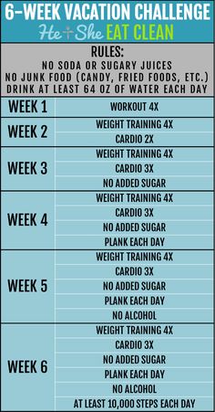 the 6 - week vacation challenge is shown in blue and white, with instructions for how to