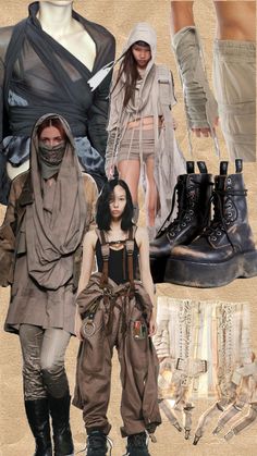 Digital Nomad Outfit, Dune 2 Outfits, Apocalyptic Rave Outfit, Dune Cosplay Diy, End Of The World Aesthetic Outfit, Desert Core Fashion