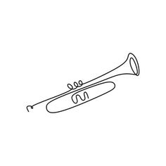 a black and white drawing of a trumpet