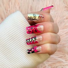 Agejo Gyaru Gel Nails Etsy Gyaru Nails, Agejo Gyaru, Racun Shopee, Nail Pictures, Painted Nail Art, Gem Nails, Star Nails, False Nail