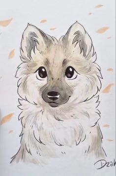 a drawing of a dog's face is shown