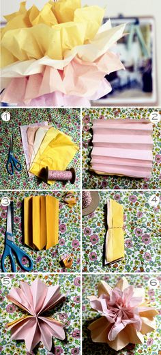 how to make origami flowers out of tissue paper - step by step instructions