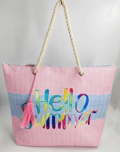 Enjoy a day at the beach or pool with our beach bag! Tulle Crafts, Bow Craft, Fabric Rolls, Fuzzy Fabric, Summer Beach Bag, Pool Bag, Bag With Tassel, Swim Pool, Totes Bag