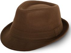 Stay stylishly timeless in this men's camel fedora, crafted from genuine wool felt. Its medium-high crown, and a wide brim provide you with classic sophistication to suit any occasion. Look your best with the Timelessly Classic Manhattan Fedora! 80% Polyester, 20% Cotton Pull On closure Fedora hats Circumferences: 23" Fedora Height: 4.25",Fedora Front Brim: 1.7" ,The shortest brim: 1.16" Formal Brown Fedora Felt Hat, Brown Fedora Felt Hat For Formal Occasions, Brown Formal Fedora Hat, Formal Brown Fedora Hat, Brown Winter Fedora For Formal Occasions, Classic Brown Wool Fedora, Brown Fedora For Formal Occasions In Fall, Formal Brown Fedora For Winter, Brown Winter Formal Fedora