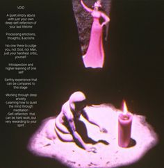 an image of a candle and two figures on a rock with words written below it