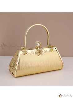 Bird in Bag - Exquisite Rhinestone-studded Golden Evening Bag: A Luxurious Pearl Metal Clutch for Elegant Ladies – Perfect for Proms, Dinners, Weddings, and Special Occasions Prom Dinner, Wedding Girl, Girls Purse, Elegant Ladies, Dinner Wedding, Color Champagne, Ladies Handbags, Rhinestone Studs, Style Minimalist