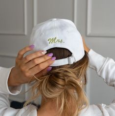 Looking for a casual chic outfit for after the big day and travelling for the honeymoon? Our new embroidered Mrs cap is the perfect finishing touch, it'll let everyone know who the newlywed is!  Add your new personalised initial to the cap to make this a truly special gift. Certain initials may be embroidered in a different font. Please note, personalised items cannot be returned or exchanged so please get in touch with any queries before placing your order. Available in: White cap with your cho White Curved Brim Baseball Cap For Wedding, Embroidered Wedding Hat, Honeymoon Essentials, Bachelorette Hats, Will Simpson, Hen Party Accessories, Casual Chic Outfits, Green Embroidery, Stylish Caps