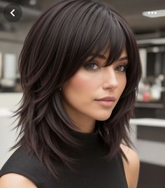 Visit for - Layered Haircuts Shoulder Length, Layered Haircuts With Bangs, Haircuts For Medium Length Hair, Short Dark Hair, Natural Gray Hair, Hairstyles For Layered Hair, Blending Gray Hair, Medium Long Hair