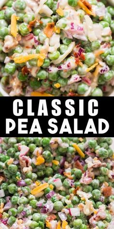 pea salad in bowl Pea Salad With Ham, Frozen Pea Salad Recipes, Pea Salad With Canned Peas, Dublin Pea Salad, Pea Salad With Frozen Peas, Sweet Pea Salad Recipes, Pea Salad Recipes Cold, Pee Salad