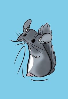 a cartoon mouse with its mouth open on a blue background