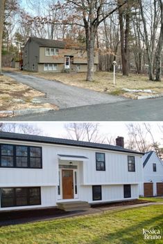 before and after photos of a house in the suburbs