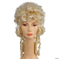 Extravagantly curly wig with long dangly curled sides. Size: One Size.  Color: Yellow. Cher Wig, Marie Antoinette Wig, Red To Blonde, Halloween Wigs, Costume Parties, Themed Events, Curly Wig, Costume Shop, Synthetic Wig