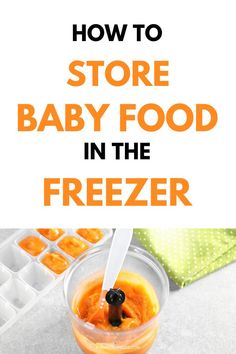 baby food in the freezer with text overlay reading how to store baby food in the freezer